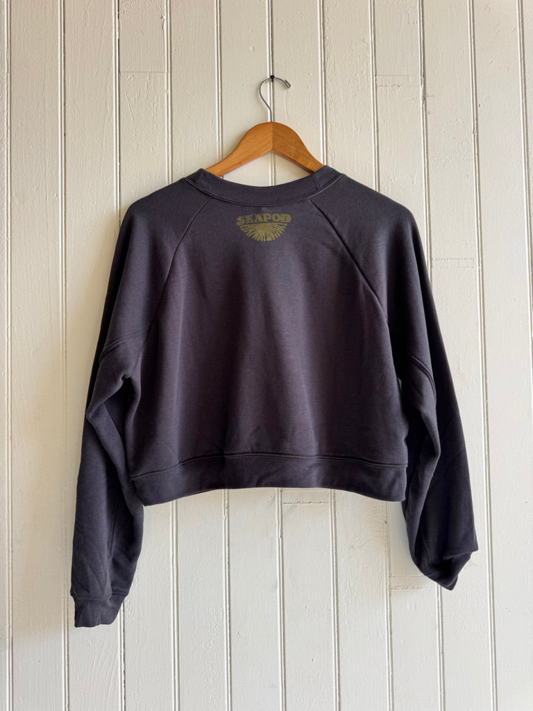 Raglan Crop Hoodie with Mama and Baby Whale Print