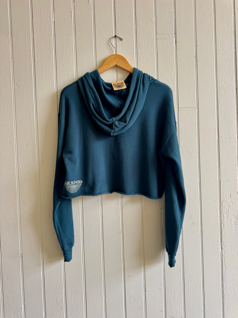Windows into Summer Crop Hoodie in Deep Teal