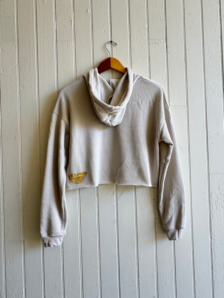 Sunset Crop Hoodie in Heather Dust