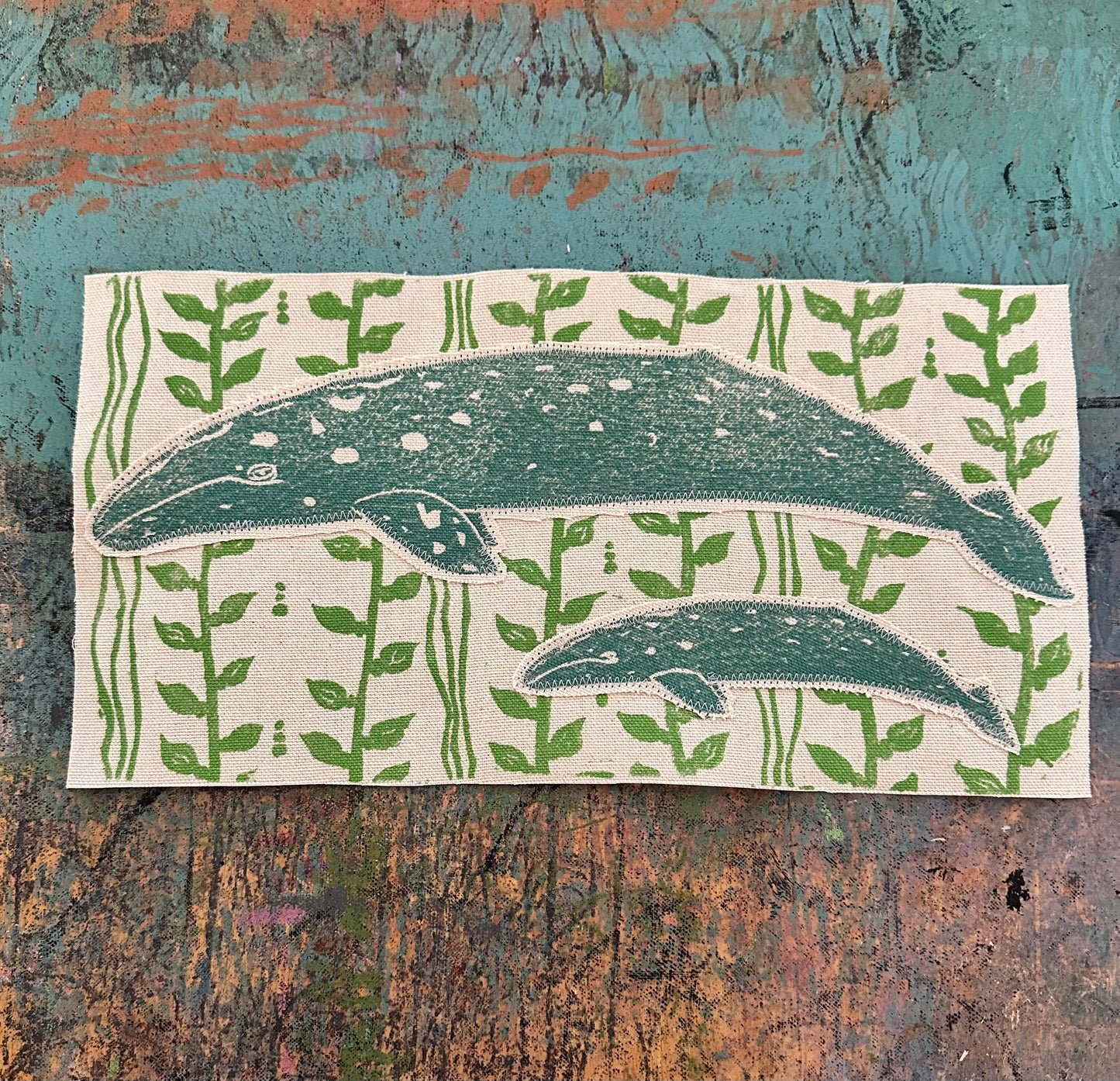 Aqua Whales on Peppermint Seaweed Custom Hoodie