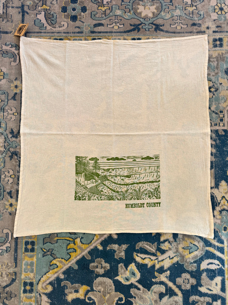 Tea Towel with The Point Print in Green