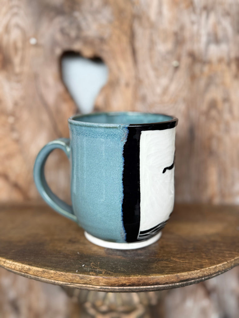 Surfer Girl Ceramic Mug in Light Blue