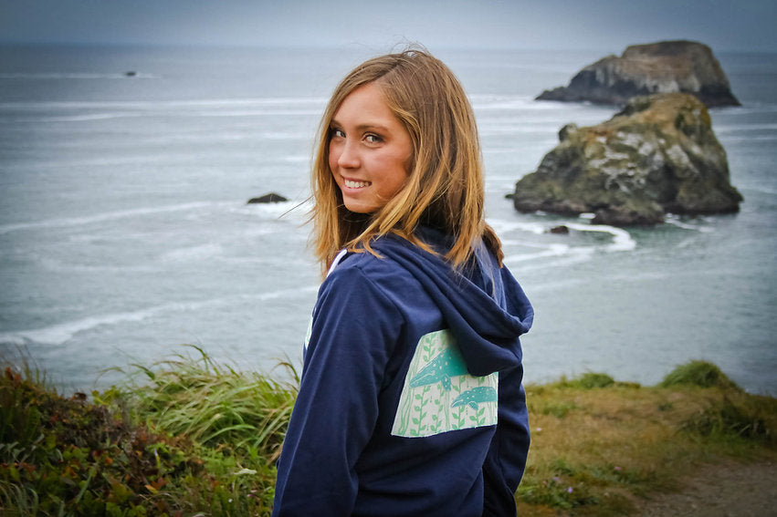 Aqua Whales on Peppermint Seaweed Custom Hoodie