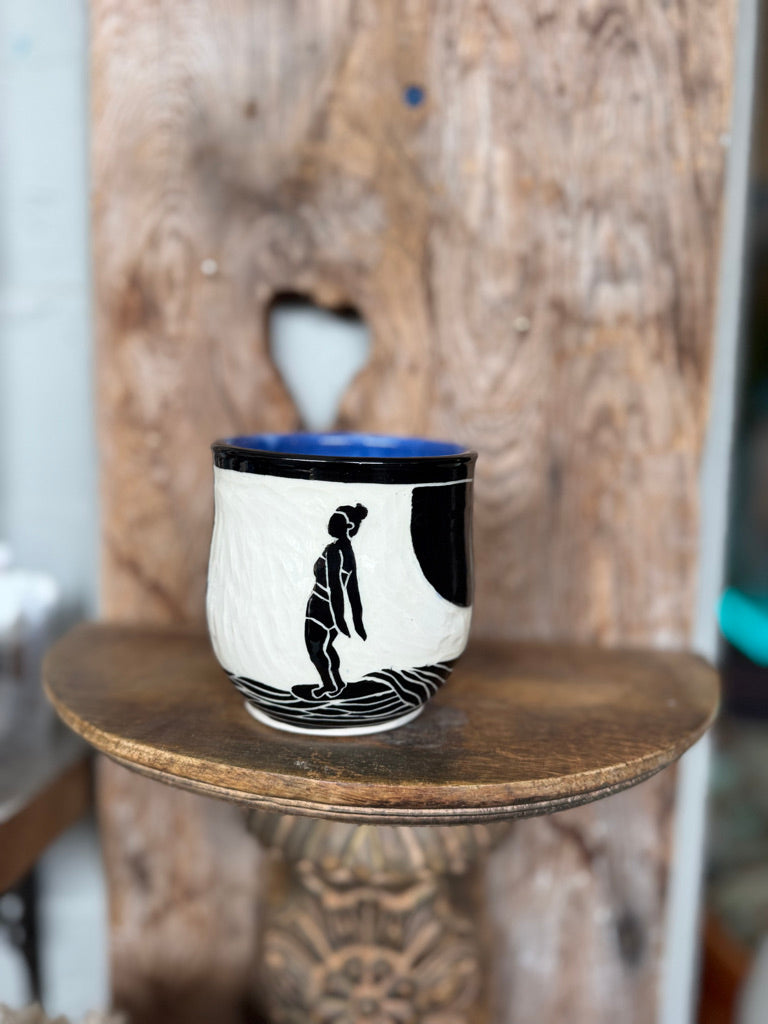 Surfer Girl Ceramic Mug in Royal Blue