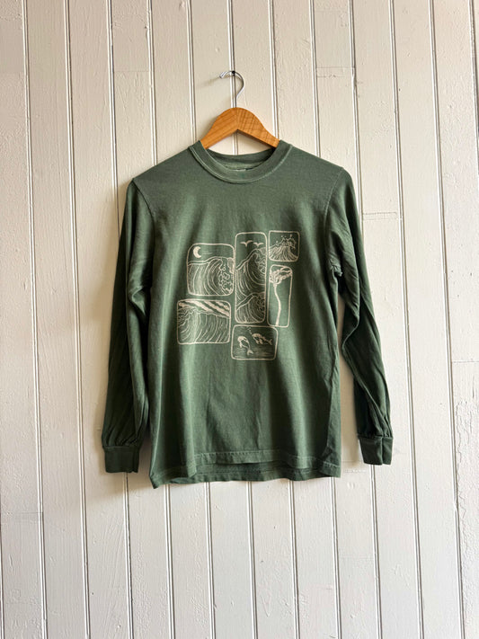 Windows into Summer on Green Long Sleeve