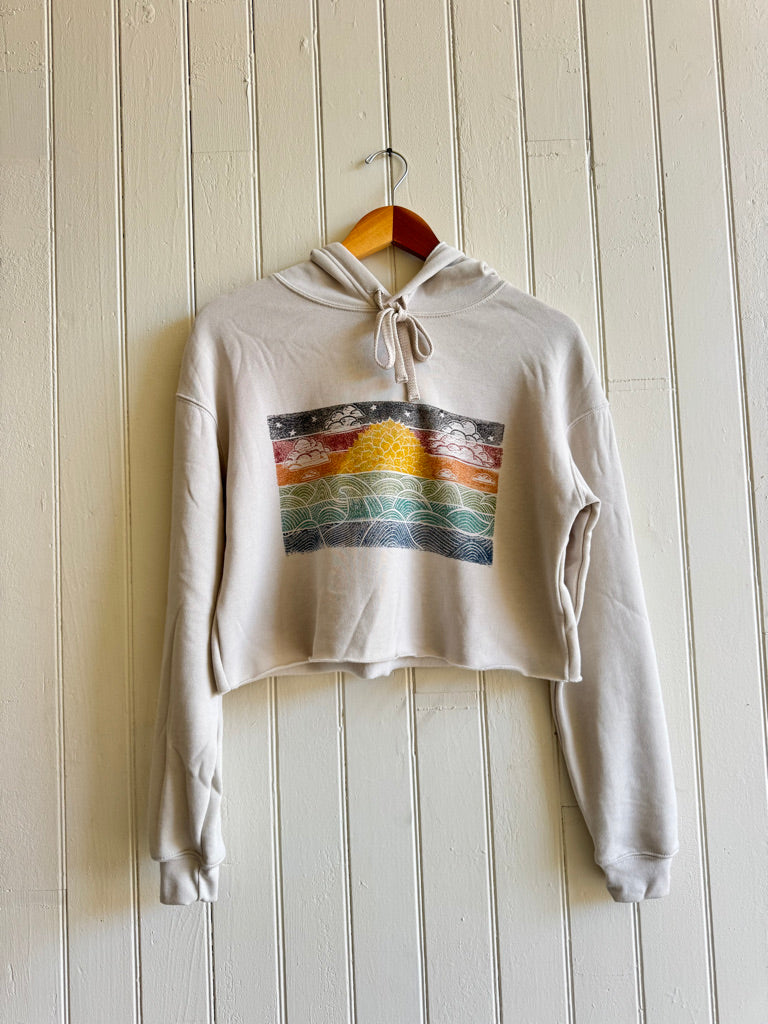 Sunset Crop Hoodie in Heather Dust