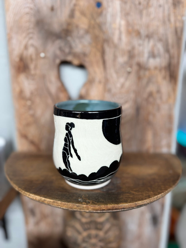 Surfer Ceramic Mug in Light Blue