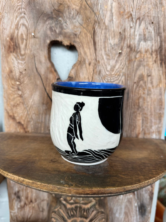 Surfer Girl Ceramic Mug in Royal Blue