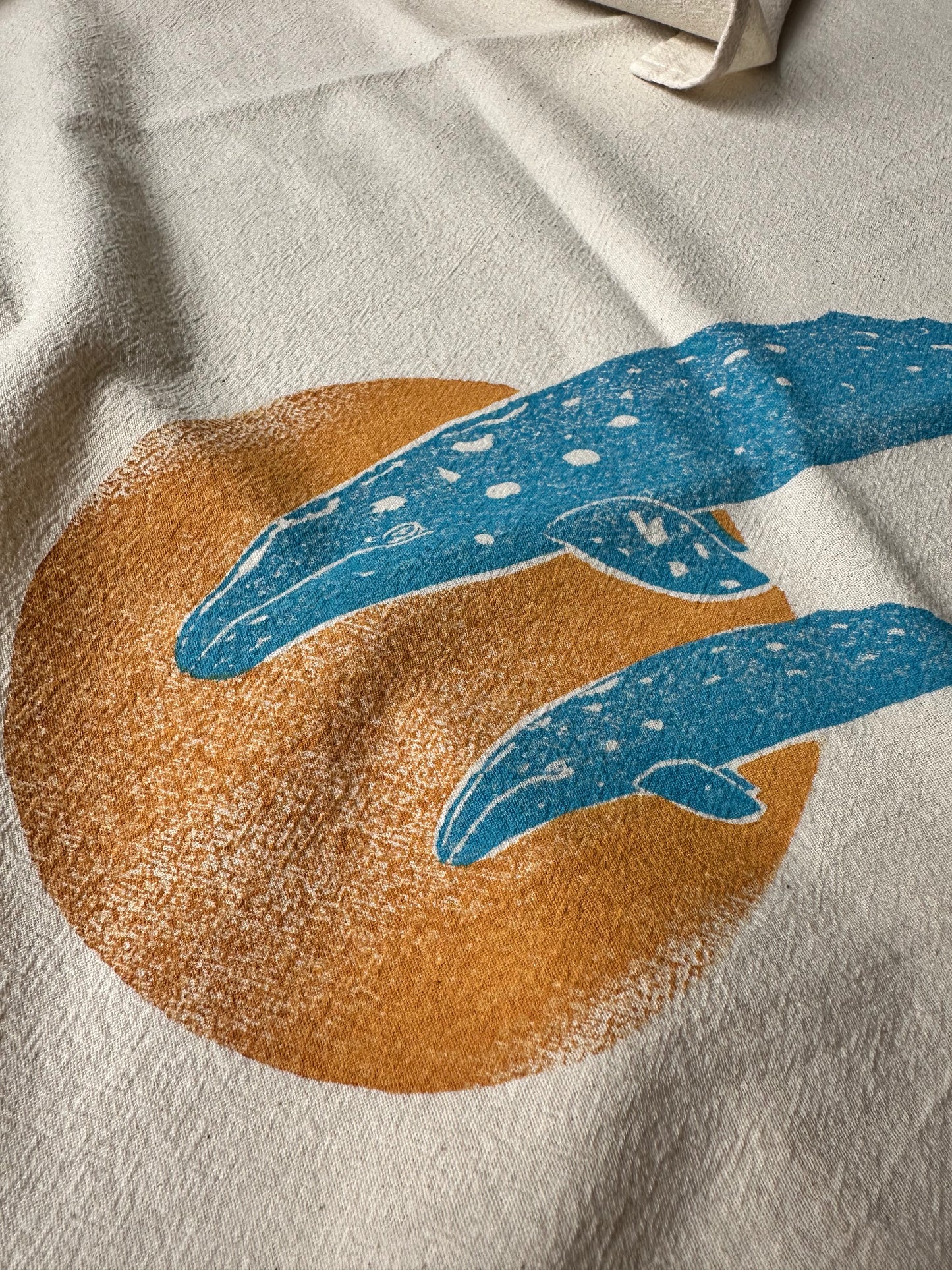Moon and Whale Tea Towel