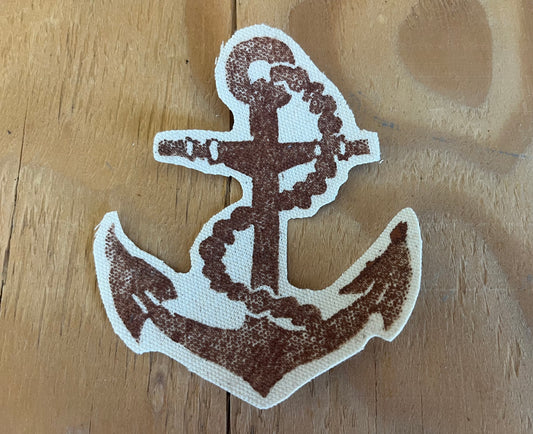 Brown & Grey Anchor Iron-On Patch