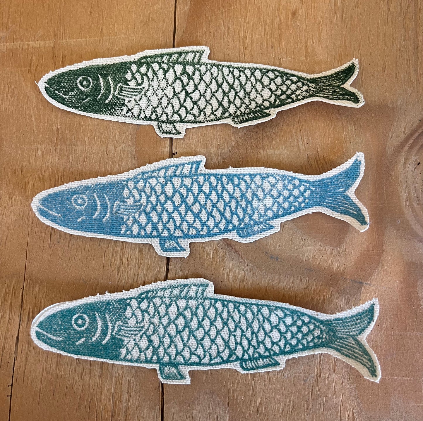 Dark Green, Blue Teal & Turquoise Fish Iron-On Patch