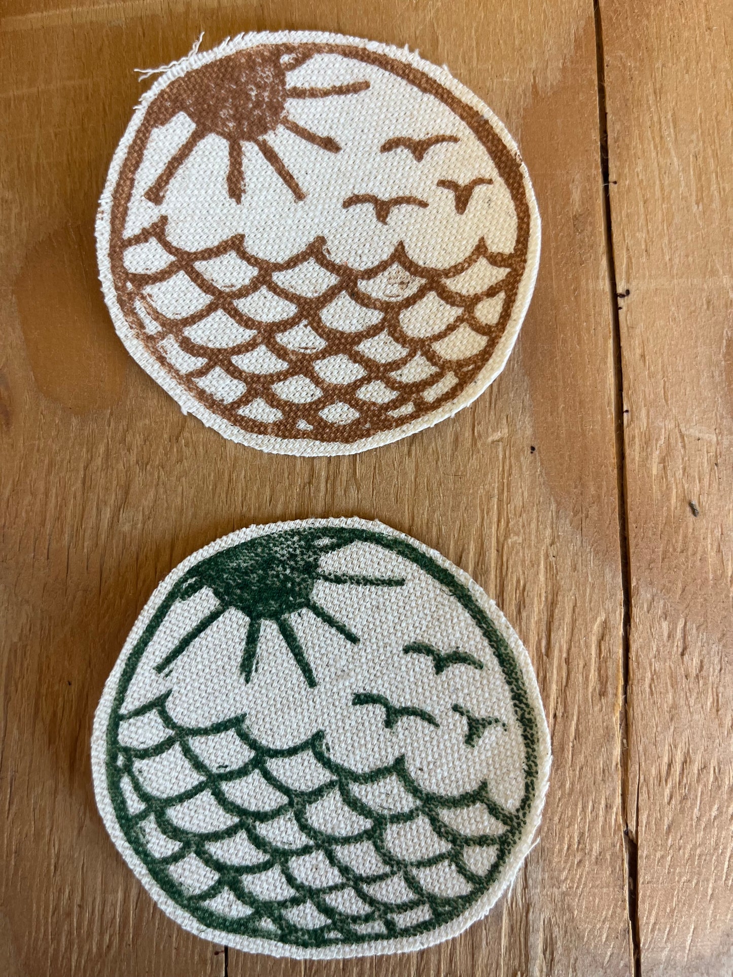 Dark Green & Gold Circle Sunset Iron-On Patch