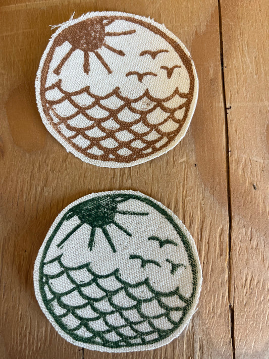 Dark Green & Gold Circle Sunset Iron-On Patch